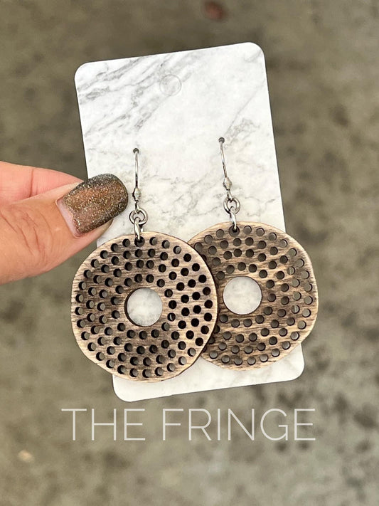 Multi Hole Circle Cut Out Laser Engraved Earrings Digital Download