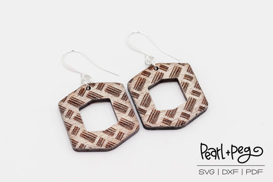 Hexagon Scratch Dashed Laser Engraved Earrings Digital Download