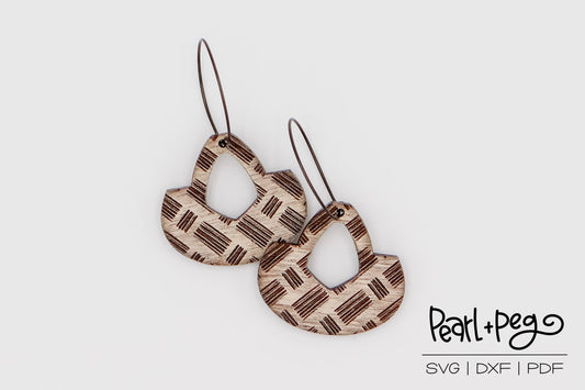 Wide Hoop Scratched Dashes Laser Engraved Earrings Digital Download