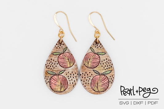 Georgia Peach Drop Laser Engraved Earrings Digital Download