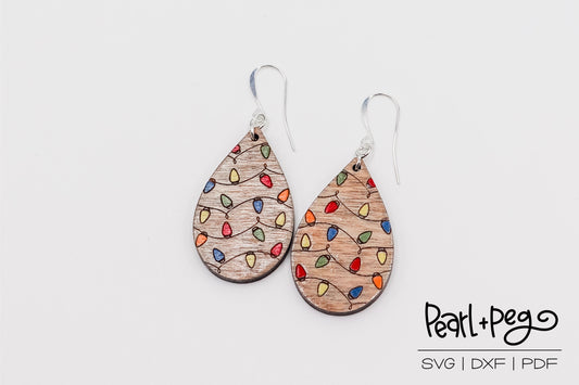 Strung Lights Drop Laser Engraved Earrings Digital Download