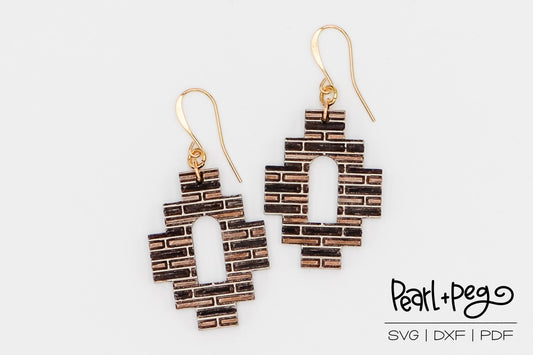 Aztec Off Step Laser Engraved Earrings Digital Download