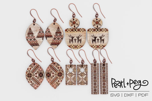Scandinavian Christmas Bundle Laser Engraved Earrings Digital Download