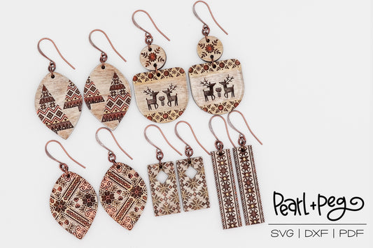 Scandinavian Christmas Bundle Laser Engraved Earrings Digital Download
