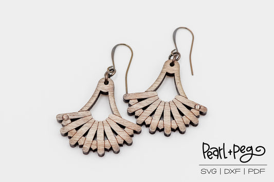 Dainty Fanned Out Scored Hoops Laser Engraved Earrings Digital Download