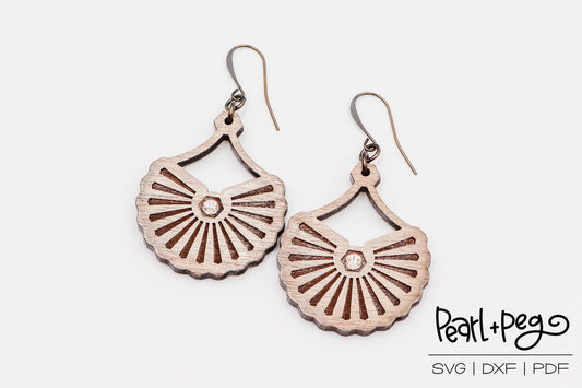 Western Floral Burst Hoop Laser Engraved Earrings Digital Download