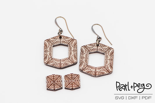 Stud Optional Dainty Hexagon Laser Engraved Earrings Digital Download