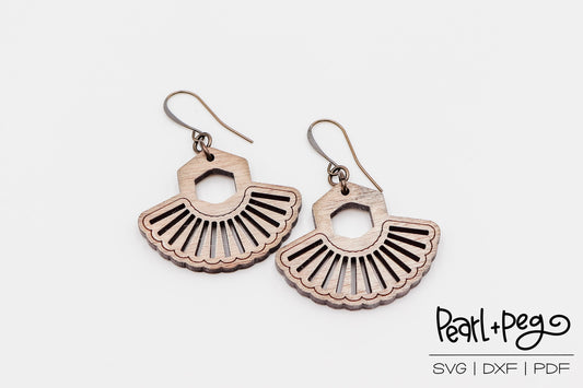 Trendy BOHO Radial Hoop Laser Engraved Earrings Digital Download