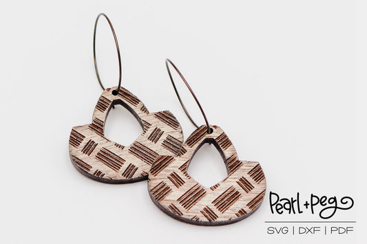 Wide Hoop Scratched Dashes Laser Engraved Earrings Digital Download