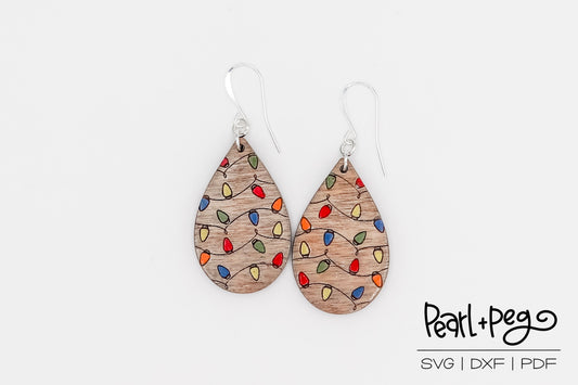 Strung Lights Drop Laser Engraved Earrings Digital Download