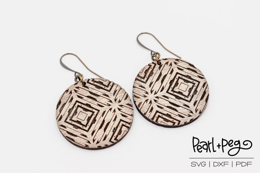 Abstract Grunge Round Laser Engraved Earrings Digital Download