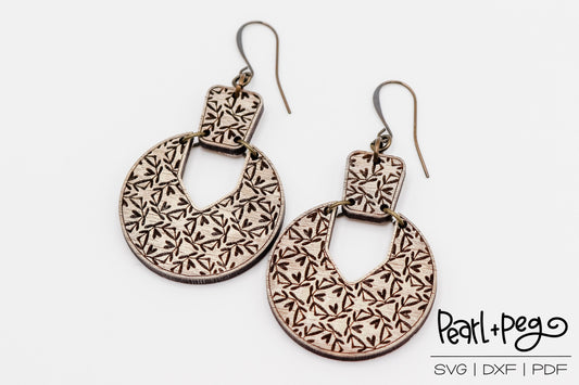 Vine Hearts 2 Part Laser Engraved Earrings Digital Download