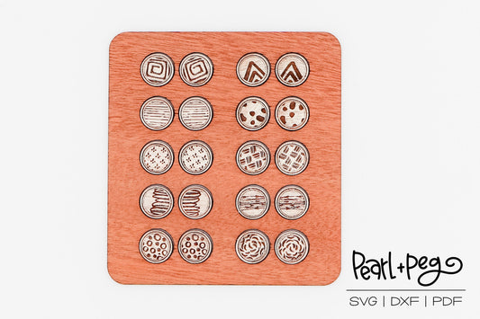 Minimalist 10 Pair Studs Laser Engraved Earrings Digital Download