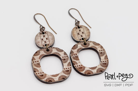 Trendy Bursts 2 Part Laser Engraved Earrings Digital Download