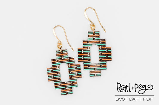 Aztec Off Step Laser Engraved Earrings Digital Download