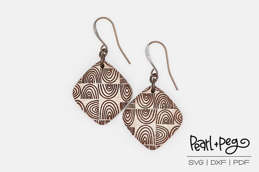 Rainbow Quad Laser Engraved Earrings Digital Download