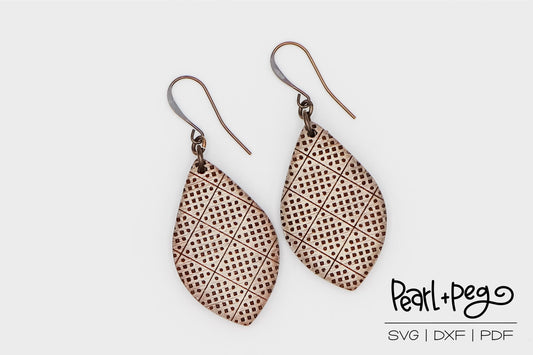 Simplistic Diamond Drops Laser Engraved Earrings Digital Download