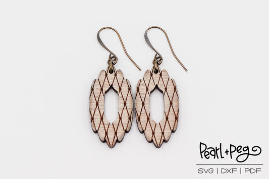 Striped Scalloped Hoop Laser Engraved Earrings Digital Download