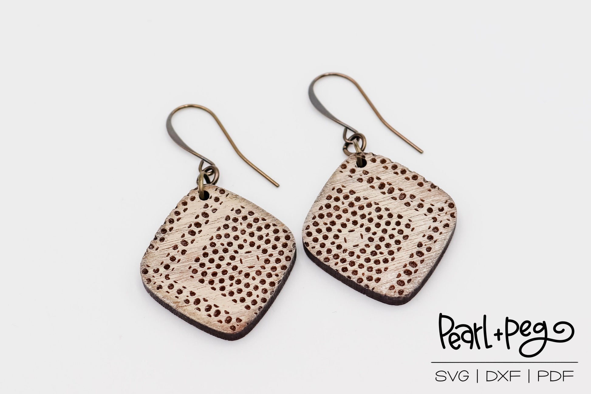 Striped Dots Rounded Diamond Laser Engraved Earrings Digital Download