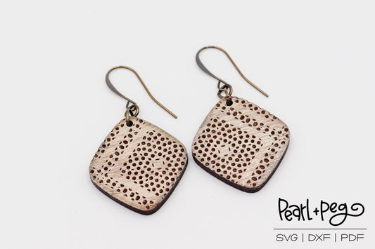 Striped Dots Rounded Diamond Laser Engraved Earrings Digital Download