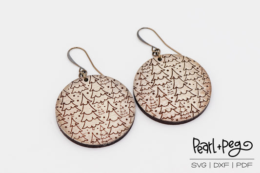 Tree Lot Rounds Laser Engraved Earrings Digital Download