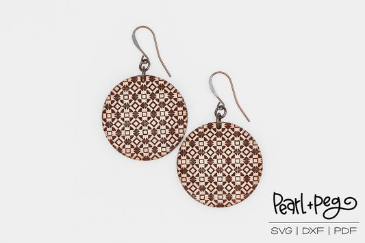 Southwestern BOHO Round Laser Engraved Earrings Digital Download