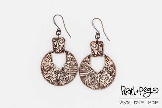 Pattern Mash Up Two Part Laser Engraved Earrings Digital Download