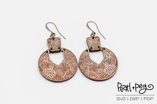 Pattern Mash Up Two Part Laser Engraved Earrings Digital Download