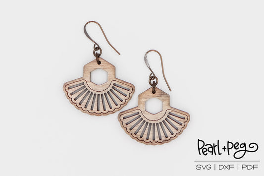 Trendy BOHO Radial Hoop Laser Engraved Earrings Digital Download