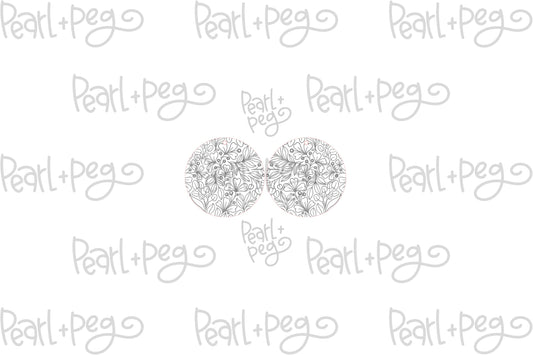 Round Botanical Garden Laser Engraved Earrings Digital Download