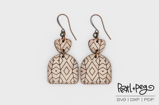 Geometric Window Two Part Laser Engraved Earrings Digital Download