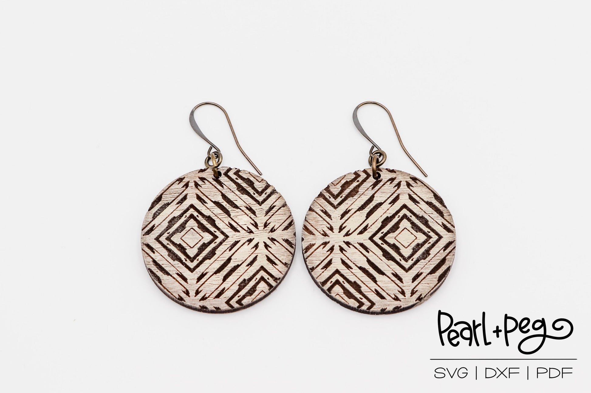Abstract Grunge Round Laser Engraved Earrings Digital Download