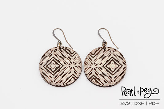 Abstract Grunge Round Laser Engraved Earrings Digital Download
