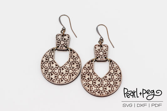 Vine Hearts 2 Part Laser Engraved Earrings Digital Download