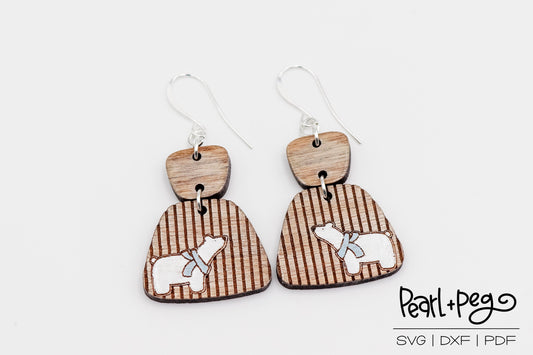 Polar Bear Two Part Laser Engraved Earrings Digital Download