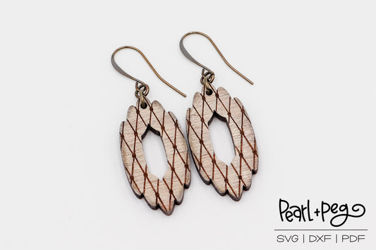 Striped Scalloped Hoop Laser Engraved Earrings Digital Download