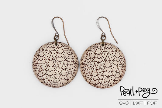 Tree Lot Rounds Laser Engraved Earrings Digital Download