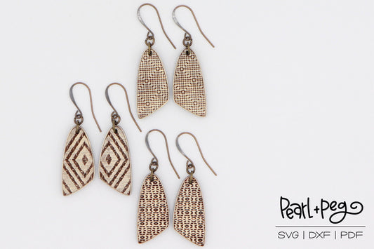 Textured Oblong Bar Bundle Laser Engraved Earrings Digital Download