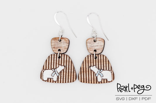 Polar Bear Two Part Laser Engraved Earrings Digital Download