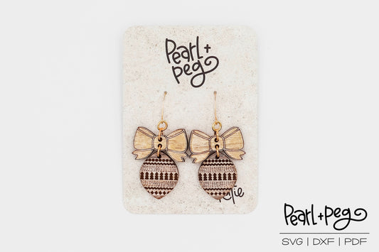 Bow and Bauble Laser Engraved Earrings Digital Download