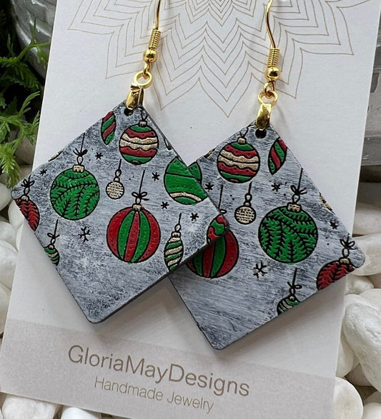 Christmas Baubles Laser Engraved Earrings Digital Download