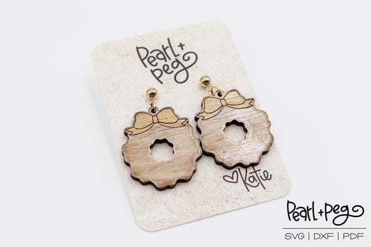 Christmas Wreath Laser Engraved Earrings Digital Download