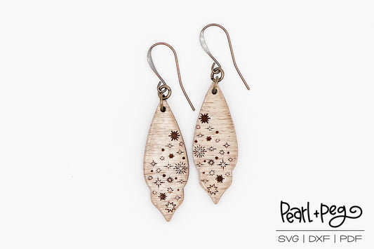 Shimmer Lights Skinny Drop Laser Engraved Earrings Digital Download