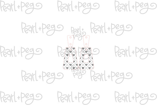 Quilted Heart Long Two Part Laser Engraved Earrings Digital Download