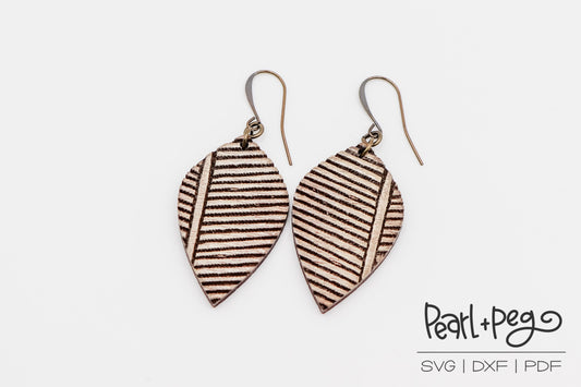 Slanted Seam Drop Laser Engraved Earrings Digital Download