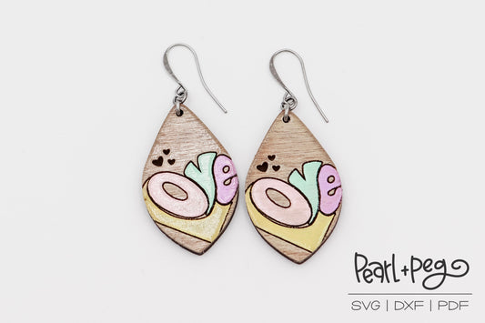 Trendy Love Drop Laser Engraved Earrings Digital Download