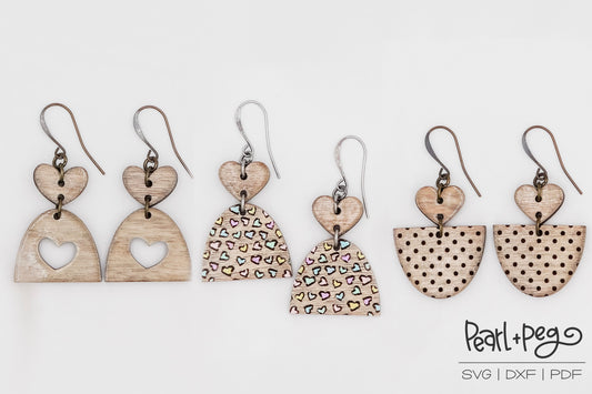 Valentines Day Two Part Bundle Laser Engraved Earrings Digital Download