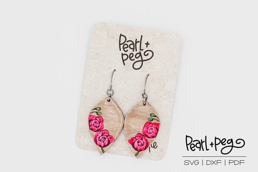 Spade Uprise Floral Laser Engraved Earrings Digital Download