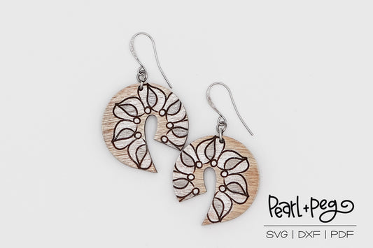 Swirl Bead Abstract Laser Engraved Earrings Digital Download