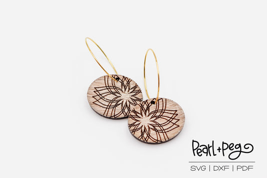Wide Layered Flower Laser Engraved Earrings Digital Download